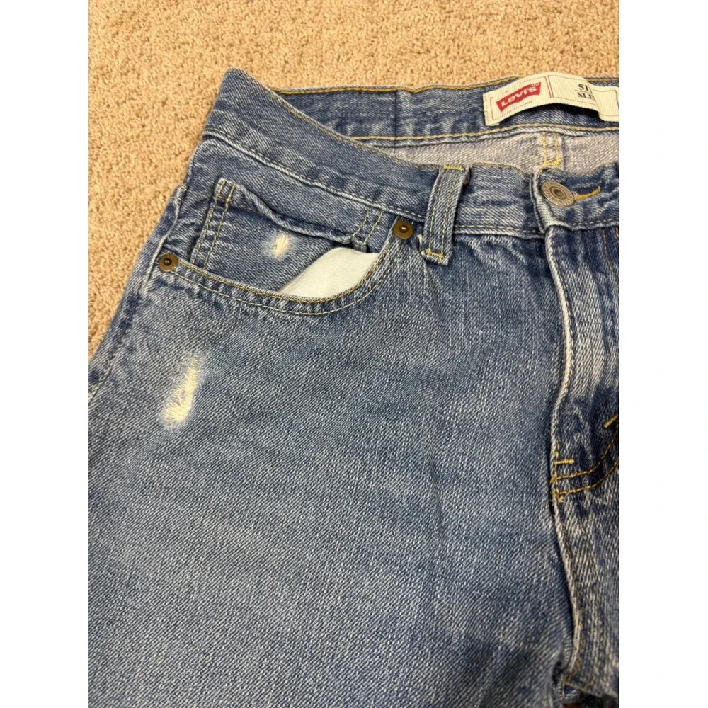 Levi's 511 Slim Fit Mens Jeans Medium Wash Distressed Pockets W28 L28‎